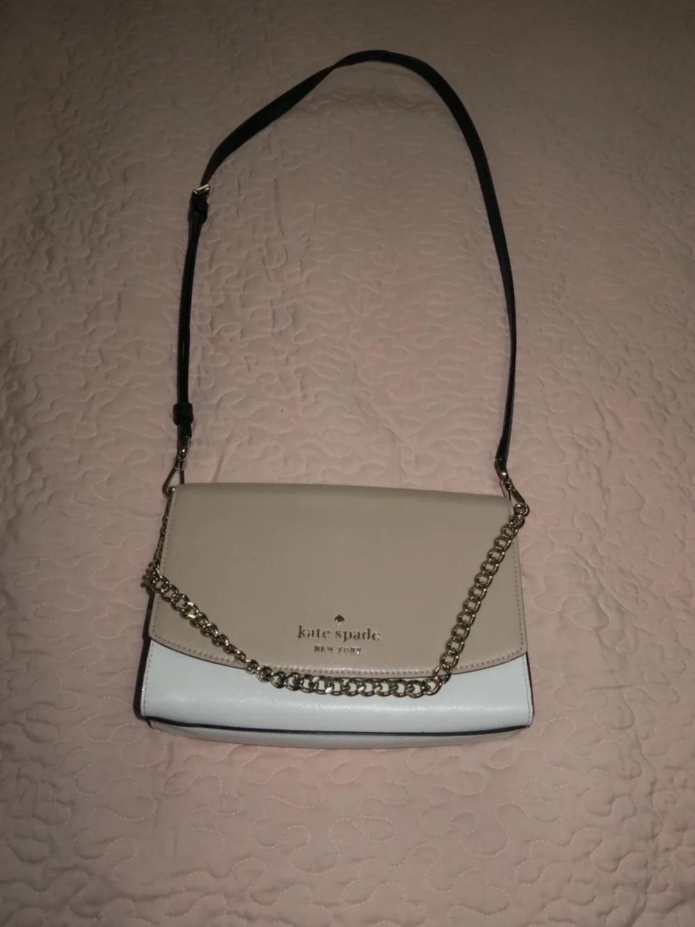 kate spade Two-Tone Cream and White Chain Crossbody Bag